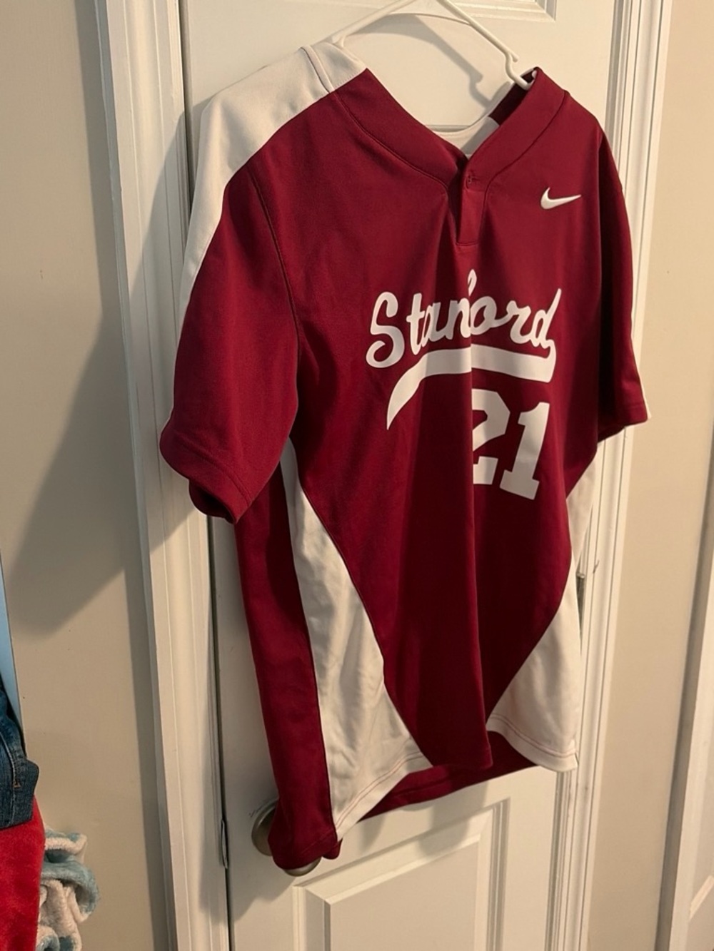 Nike Stanford Maroon & White Baseball Jersey